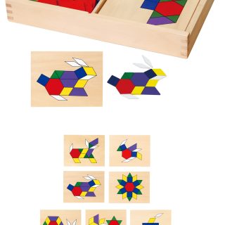 VIGA Wooden Geometric Mosaic Dienes Blocks Montessori Logical Puzzle 148 pieces
