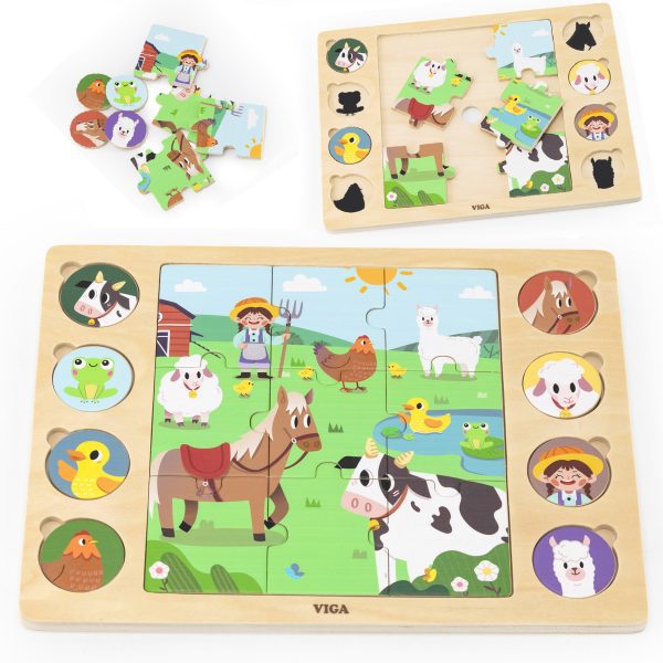 VIGA-Wooden-Puzzle-Guess-the-Shadow-Farm-Puzzle-17-pieces VIGA Wooden Puzzle Guess the Shadow - Farm Puzzle 17 pieces