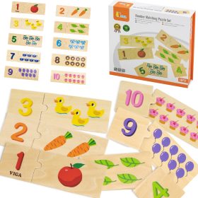 VIGA Wooden Puzzle Set Match Numbers Montessori Puzzle