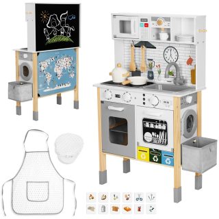 WOOPIE GREEN 9-in-1 Wooden Interactive Kitchen with Washing Machine and Whiteboard