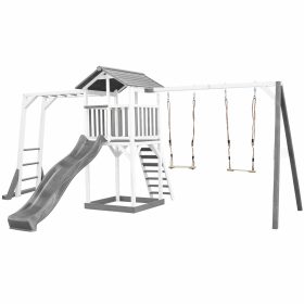 AXI-Wooden-Playground-Tower-with-Double-Swing-Climbing-Ladders-and-XLL-Slide AXI Wooden Playground Tower with Double Swing