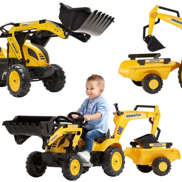 FALK Komatsu Pedal Tractor with Excavator Bucket and Trailer 2-5 years