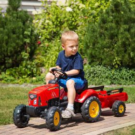 FALK-Supercharger-Pedal-Tractor-with-Trailer-and-Opening-Hood-Red-2-5-Years-1