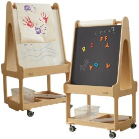 MASTERKIDZ Double-Sided Dry Erase Board 3-in-1 Easel on Wheels
