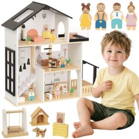 TOOKY-TOY-Wooden-Doll-House-25-Pieces TOOKY TOY Wooden Doll House 25 Pieces