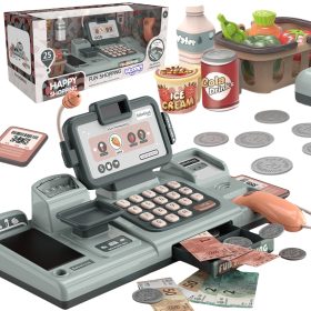 WOOPIE Kids' Cash Register Scanner Scale Microphone + 25 Accessories