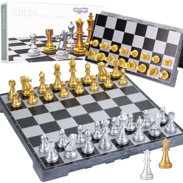WOOPIE Portable Magnetic Chess Set Gold Silver