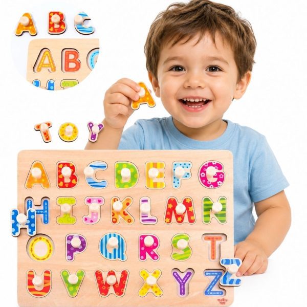 TOOKY-TOY-Puzzle-Montessori-Alphabet-Puzzle-with-Pins TOOKY TOY Puzzle Montessori Alphabet Puzzle with Pins