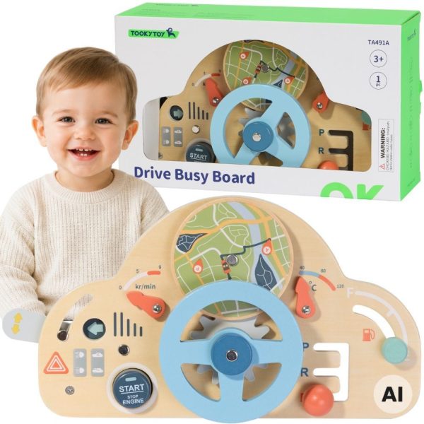 TOOKY TOY Wooden Educational Steering Wheel 3+