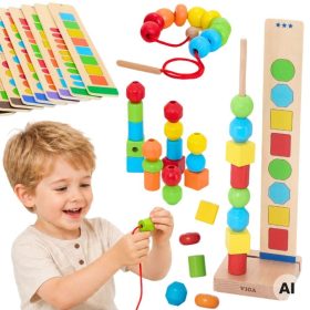 VIGA-Wooden-Beads-for-Stringing-Sequencing-Patterns-64-pcs-3 VIGA Wooden Beads for Stringing Sequencing Patterns 64 pcs 3+