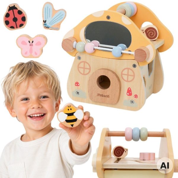 VIGA Wooden Mushroom Activity Sorter Maze Mirror 18M+