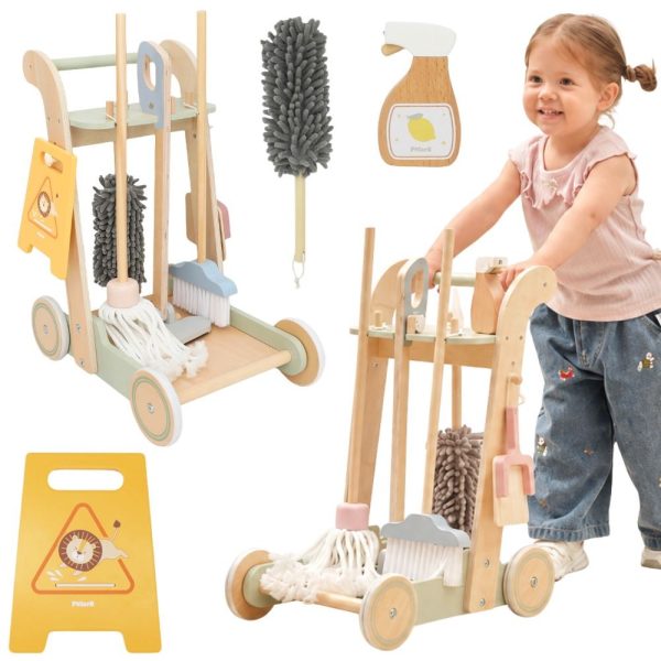 VIGA-Wooden-Cleaning-Trolley-with-Accessories-11-pcs VIGA Wooden Cleaning Trolley with Accessories 11 pcs.