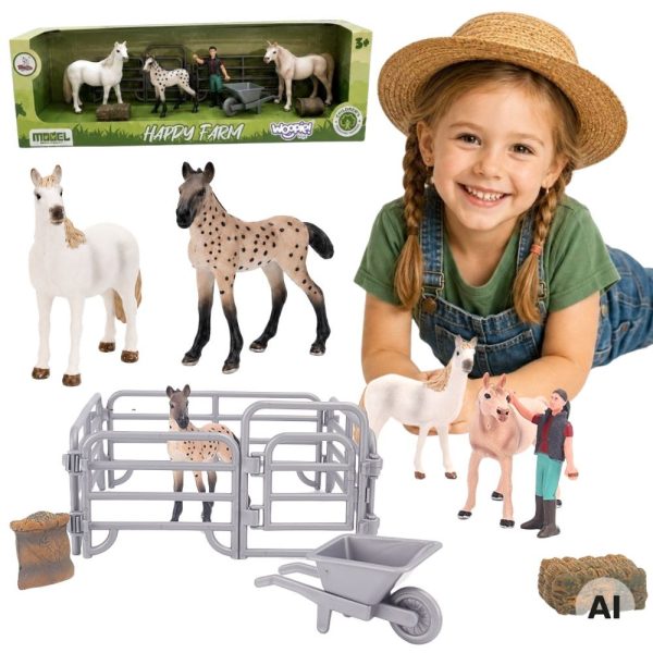 WOOPIE-Farm-Horses-Figure-Set-Little-Farmer-11-pcs-Accessories WOOPIE Farm Horses Figure Set Little Farmer 11 pcs Accessories
